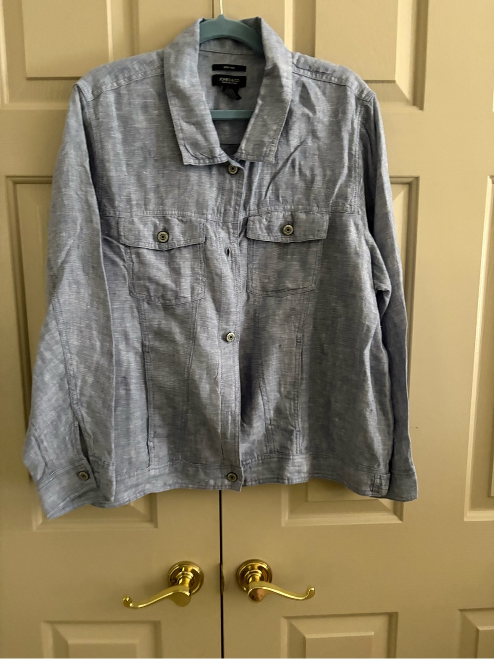 Jones New York Light Blue Linen-Blend Jean Jacket